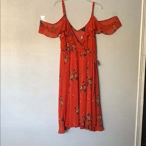 Torrid orange floral faux wrap dress
